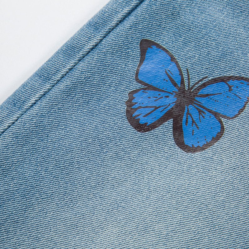 Lemandik Hellblaue Jeans mit Schmetterlingsdruck
