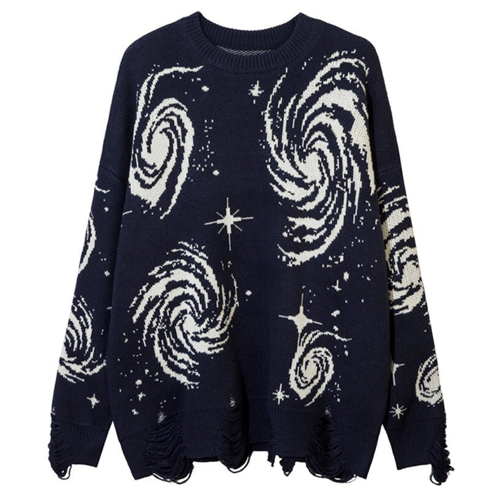 Lemandik Oversize Jacquard Sweater Starry Sky