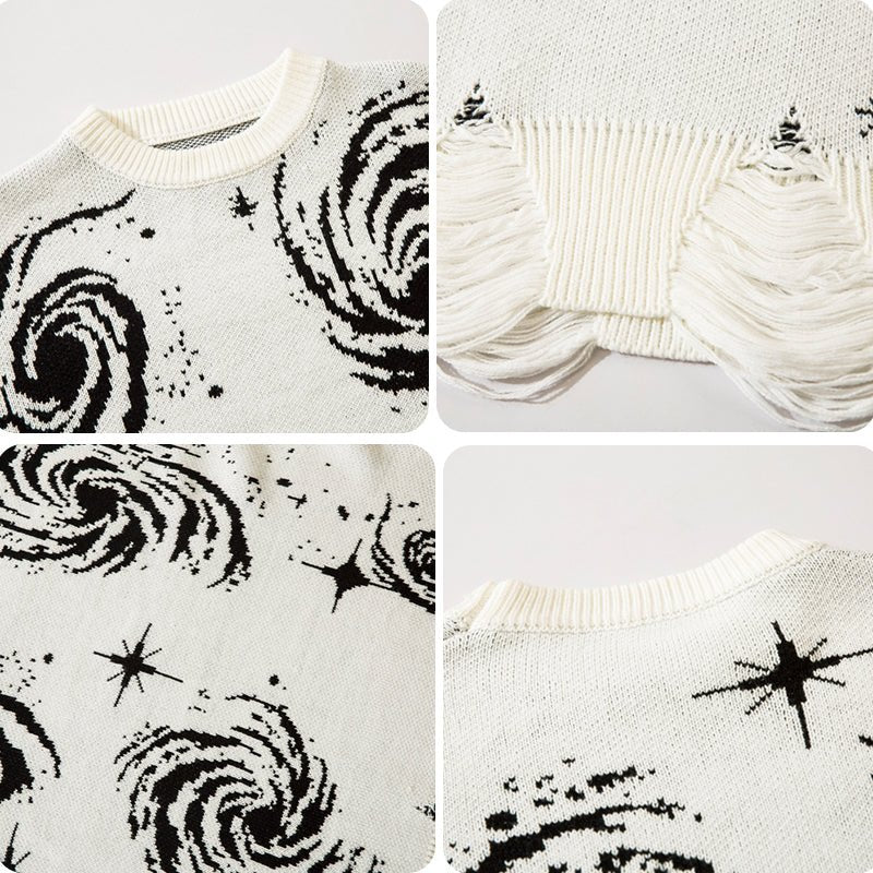 starry sky ripped sweater