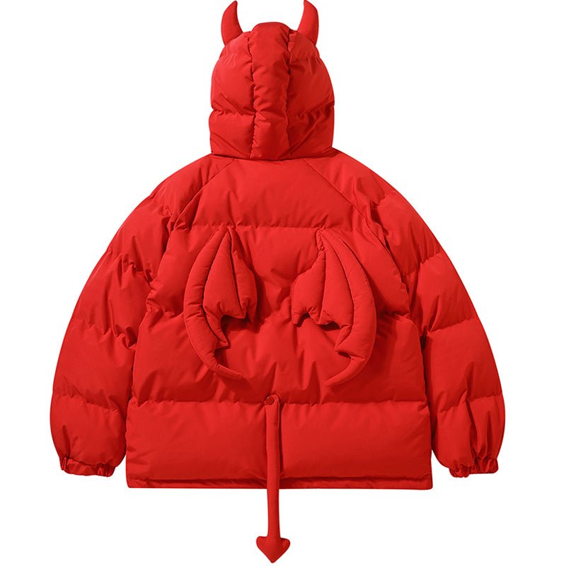 red horned puffer jacket