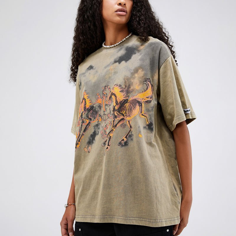 women's t-shirt flame horse