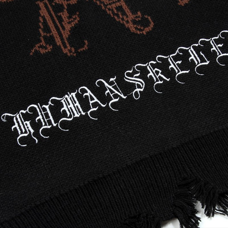 gothic style lettering knitted sweater