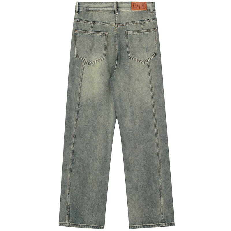 washed jeans with multi-pockets