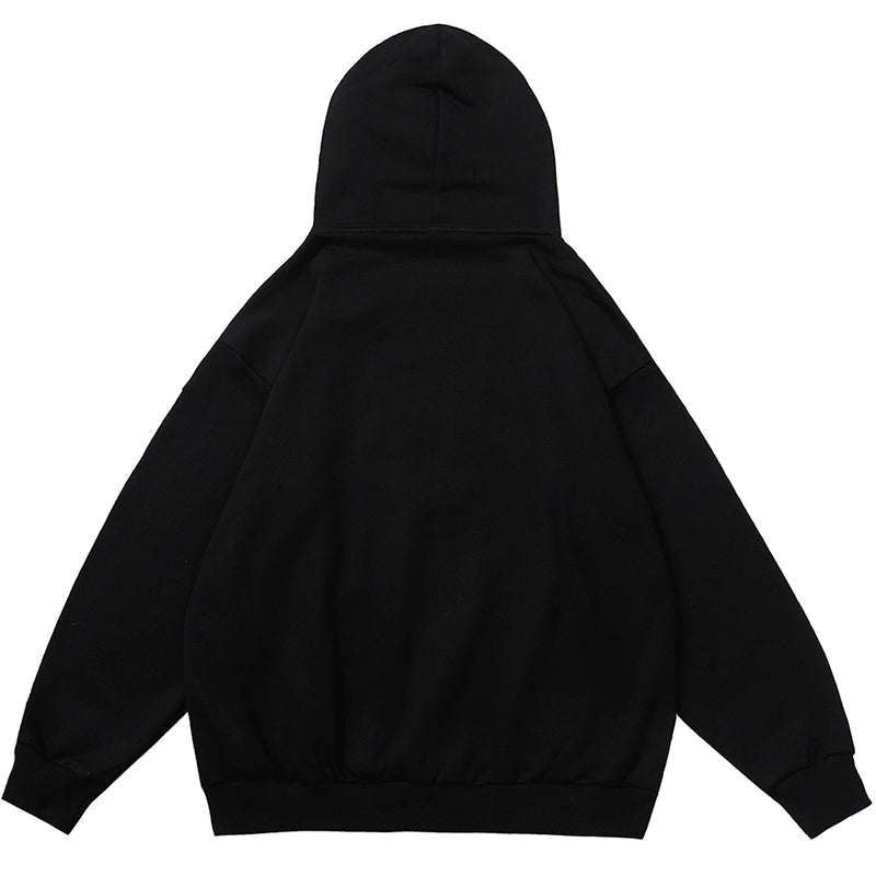 men's black Diamond Lettering zip up hoodie