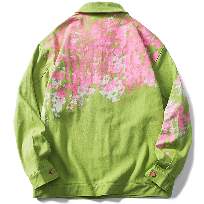 women's sakura print denim jacket