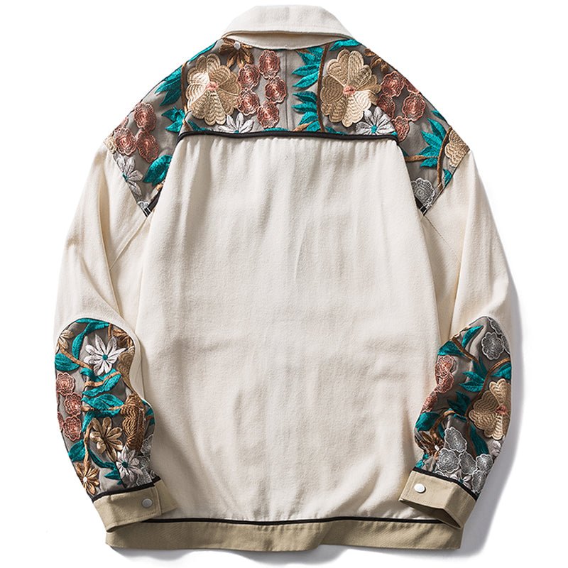 hand embroidery flower denim jacket
