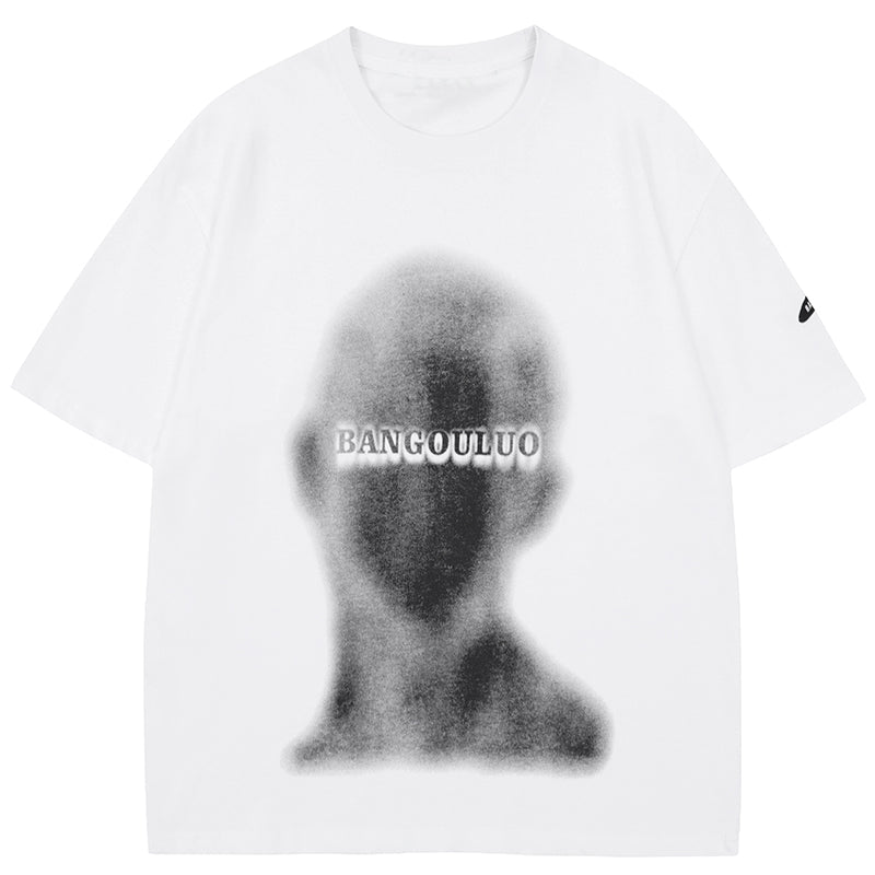 white t-shirt blur portrait