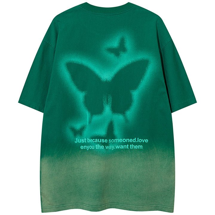 butterfly pattern washed t-shirt