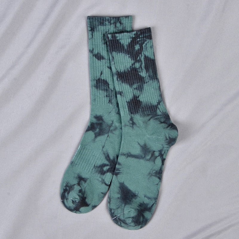 men's green tie dye socks