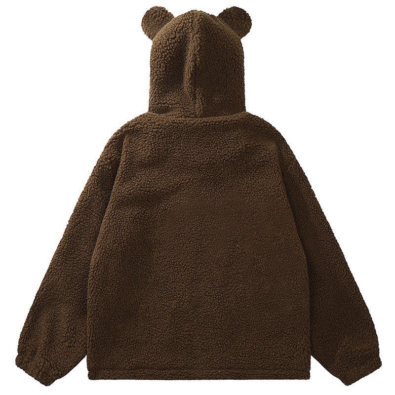 cozy sherpa jacket with bear
