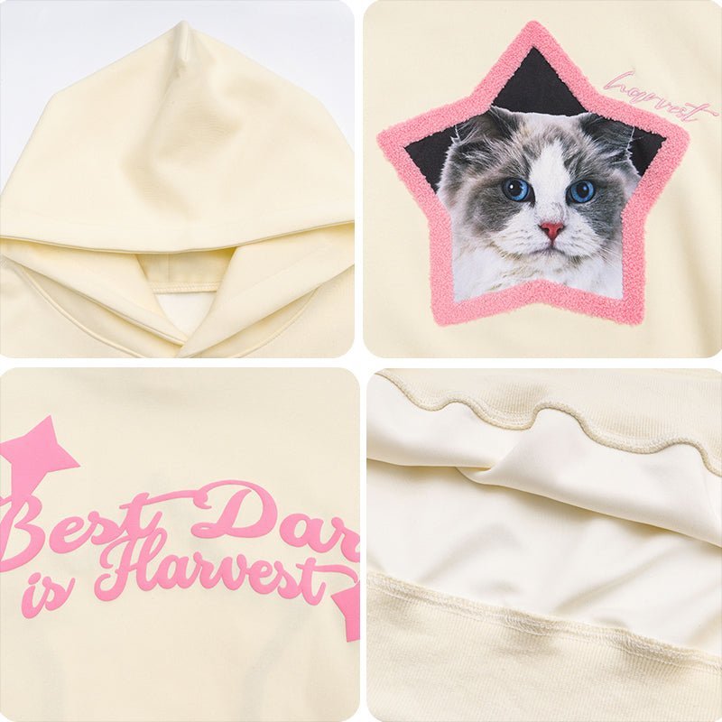 cream cat hoodie