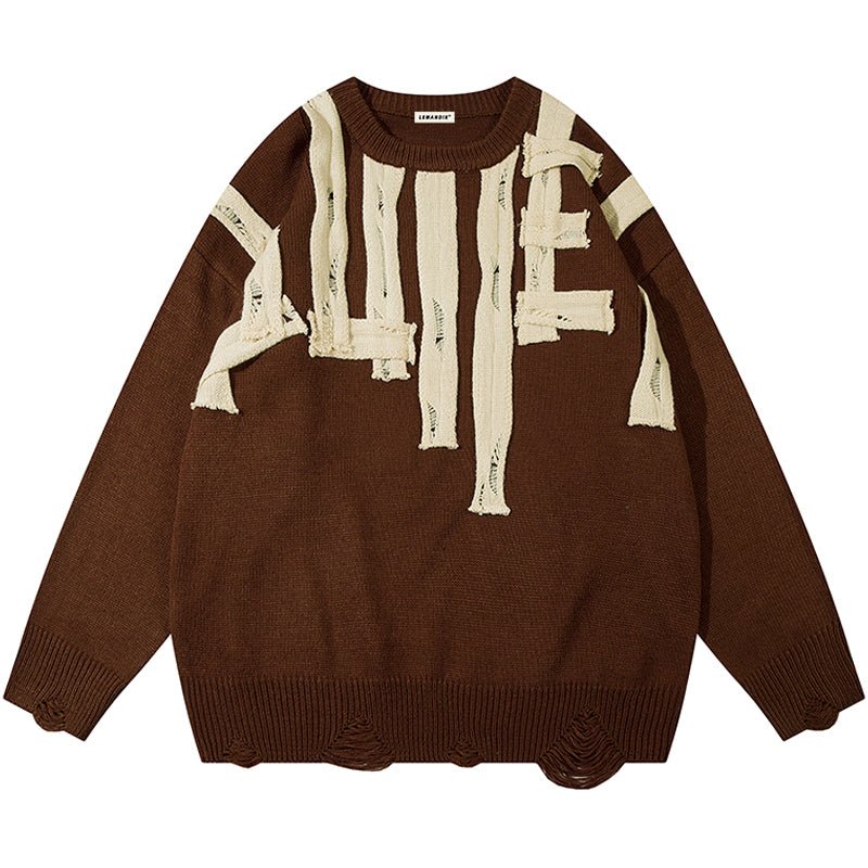 brown letter sweater