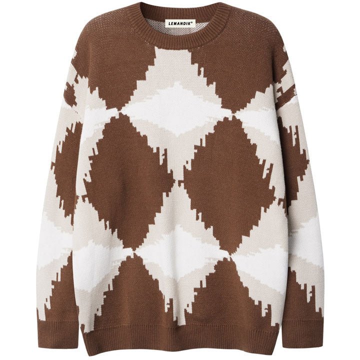 color block rhombus sweater
