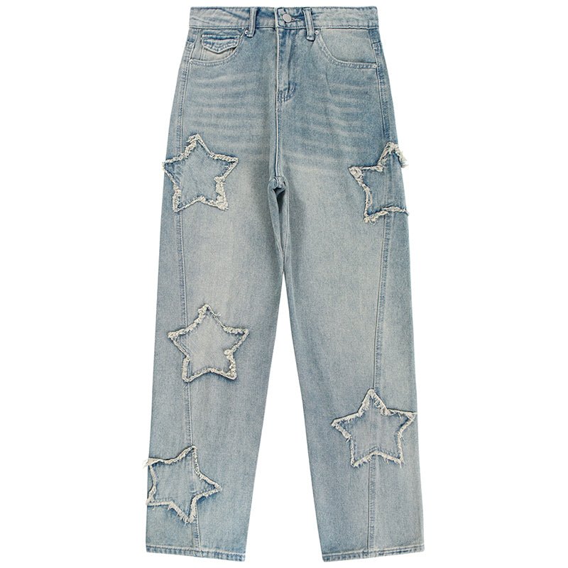 Lemandik Retro Washed Jeans Stars Patch