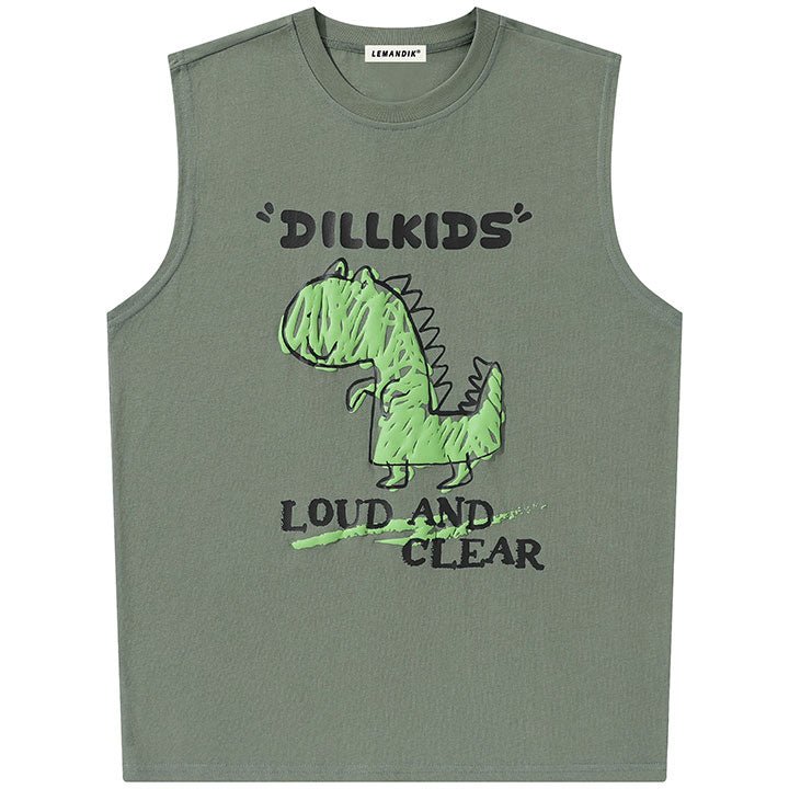 foam dinosaur print sleeveless shirt