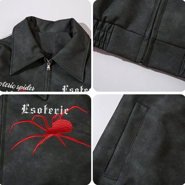 spider web leather jacket