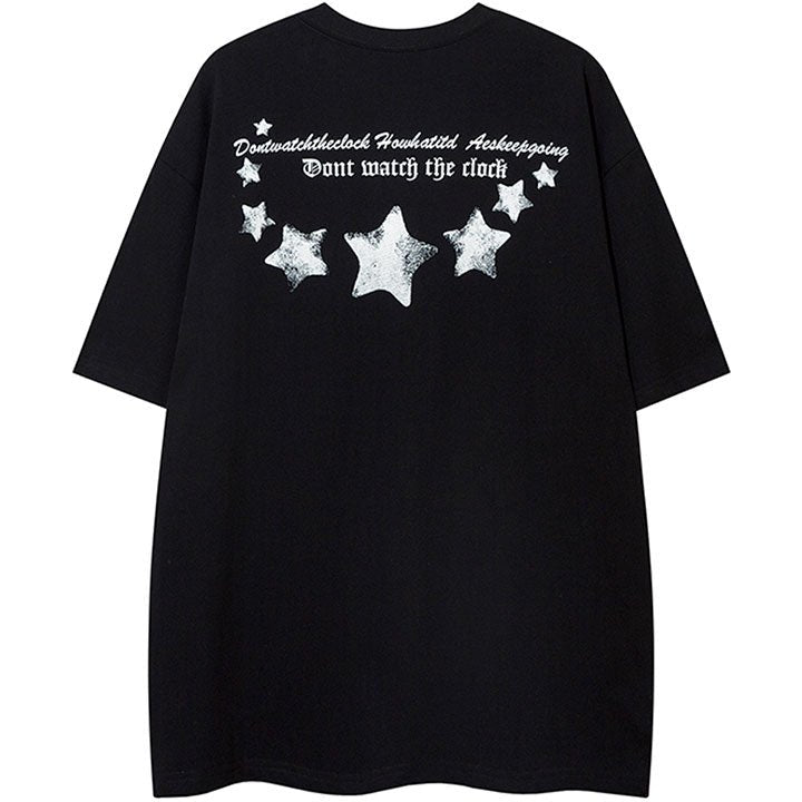 star  and letter pattern t-shirt