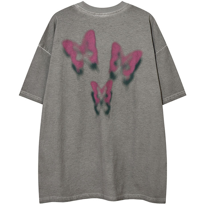 high street t-shirt with pink butterfly
