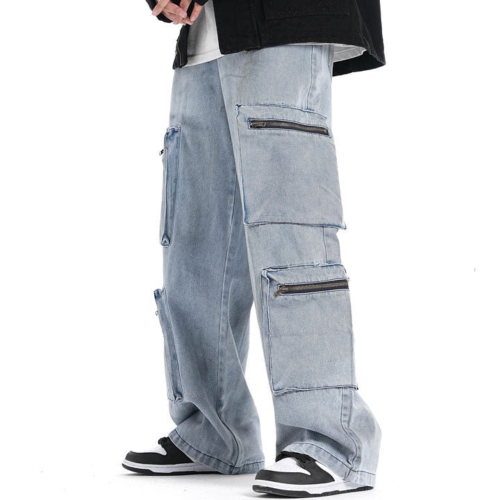 unisex multi pockets cargo jeans