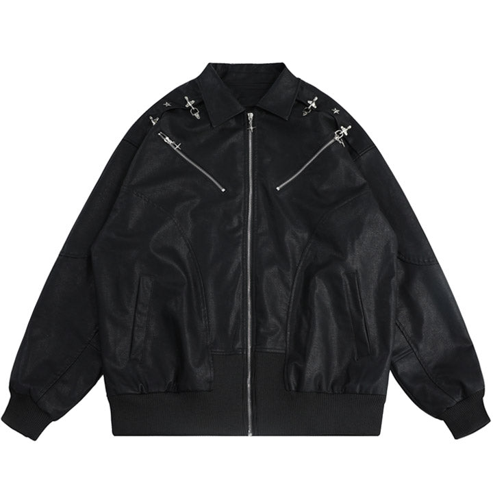 full PU leather jacket