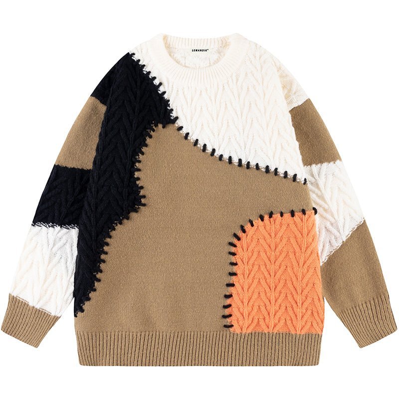 stitching color block sweater