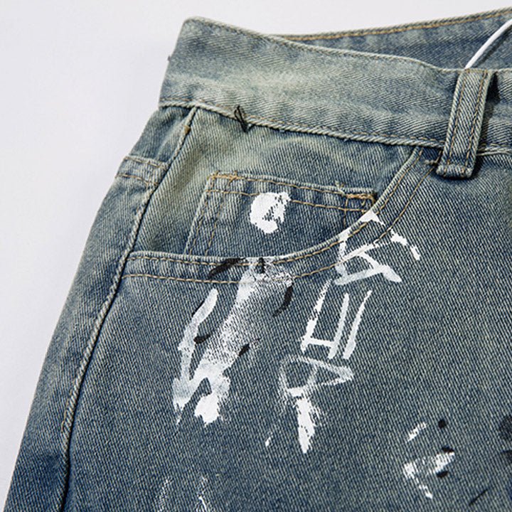 hand paint loose style jeans