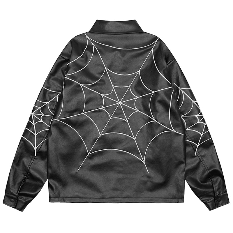 leather jacket with spider web