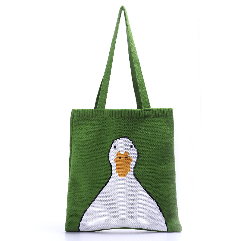 Lemandik Green Duck Knitted Shoulder Bag