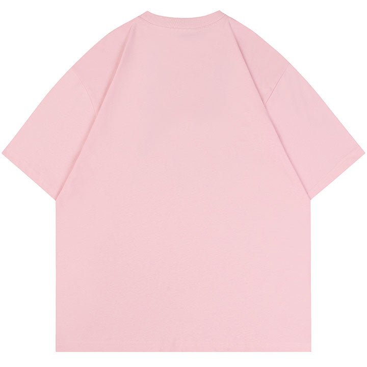 pink t-shirt with cat pattern
