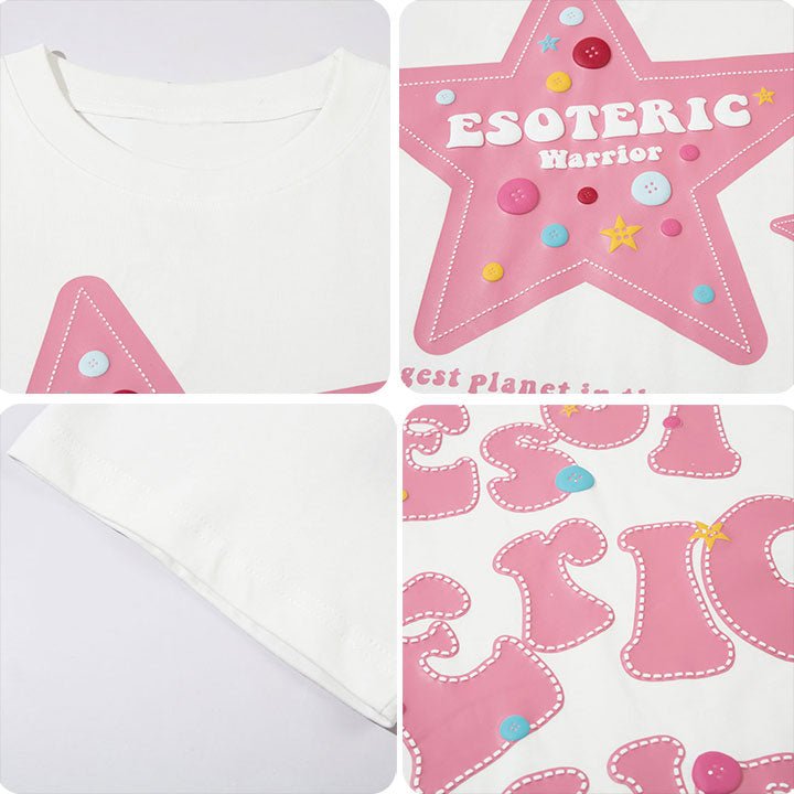 colorful button star t-shirt