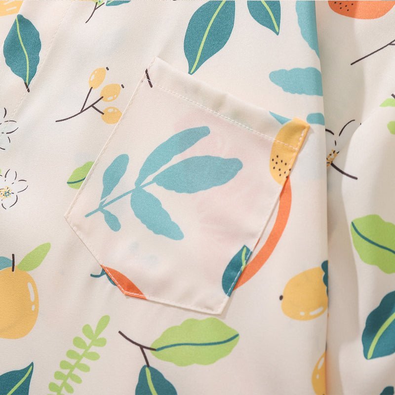 lemon and leaf print short sleeve shirt
