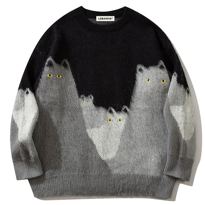 oversize black cat sweater
