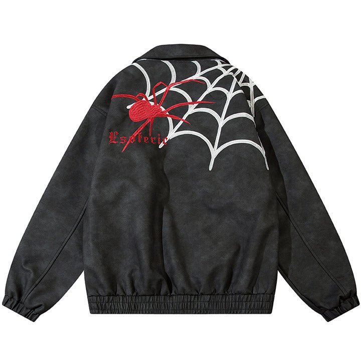 polo neck embroidery spider jacket
