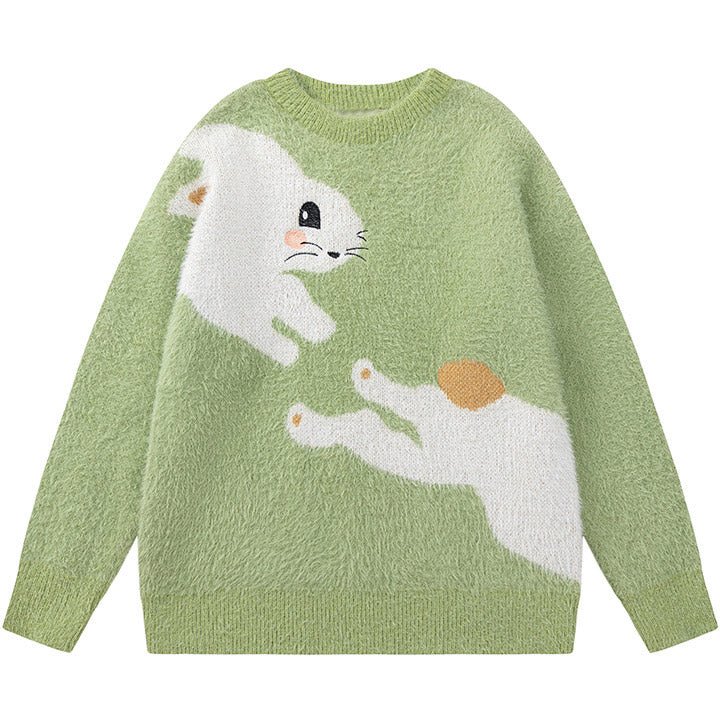 green rabbit sweater