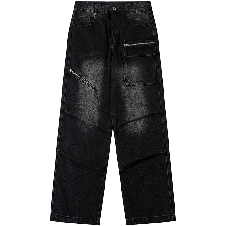 irregular zipper jeans