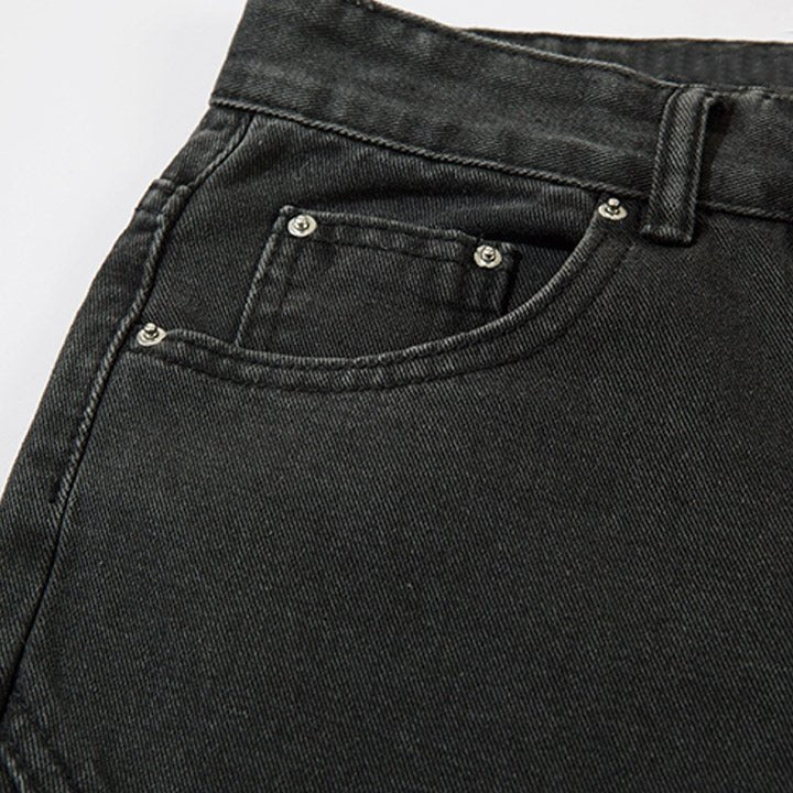 baggy washed denim cargo jeans