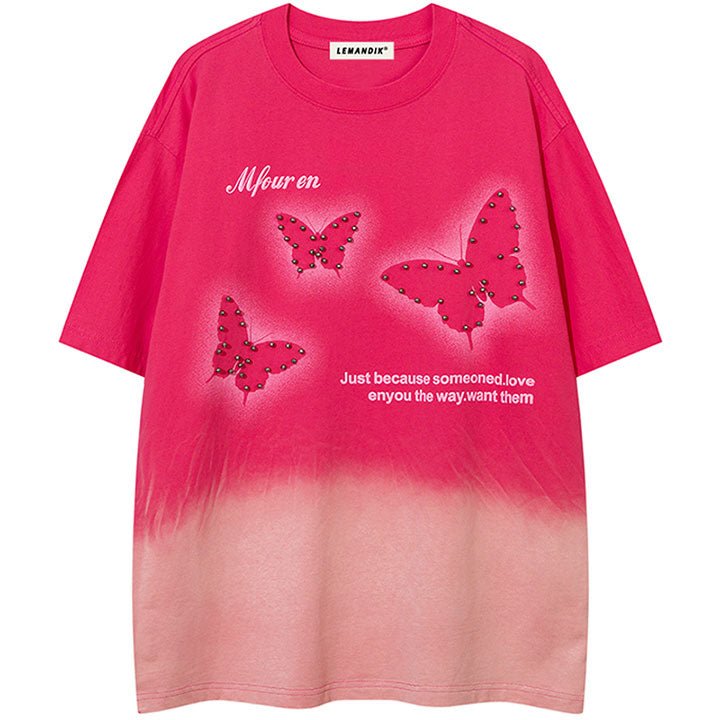 fade color butterfly t-shirt