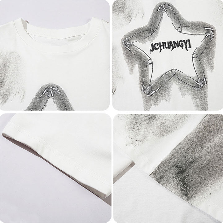 streetwear clip star graphic t-shirt