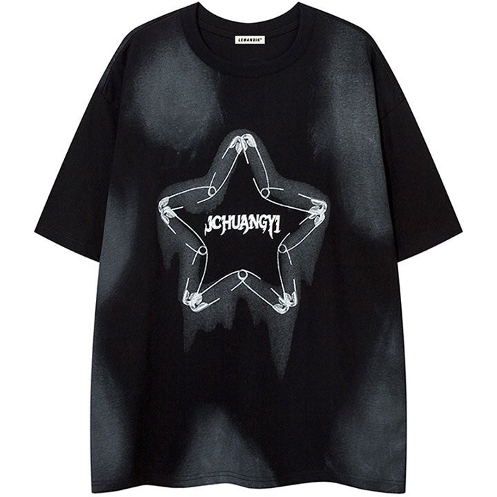 color patch star pattern t-shirt