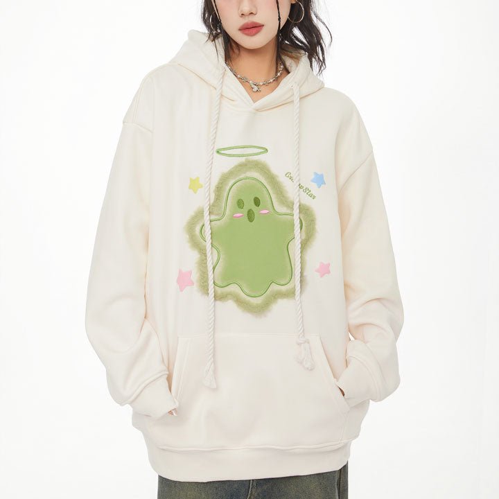 kawaii ghost pattern hoodie