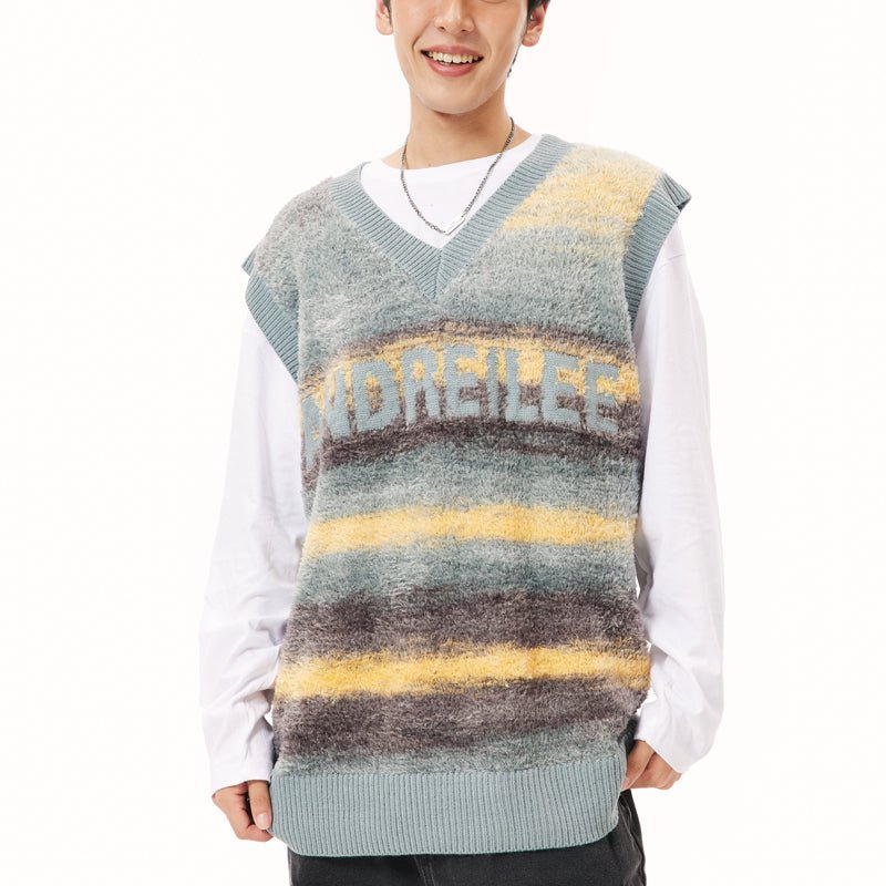 warm colorful striped sweater vest
