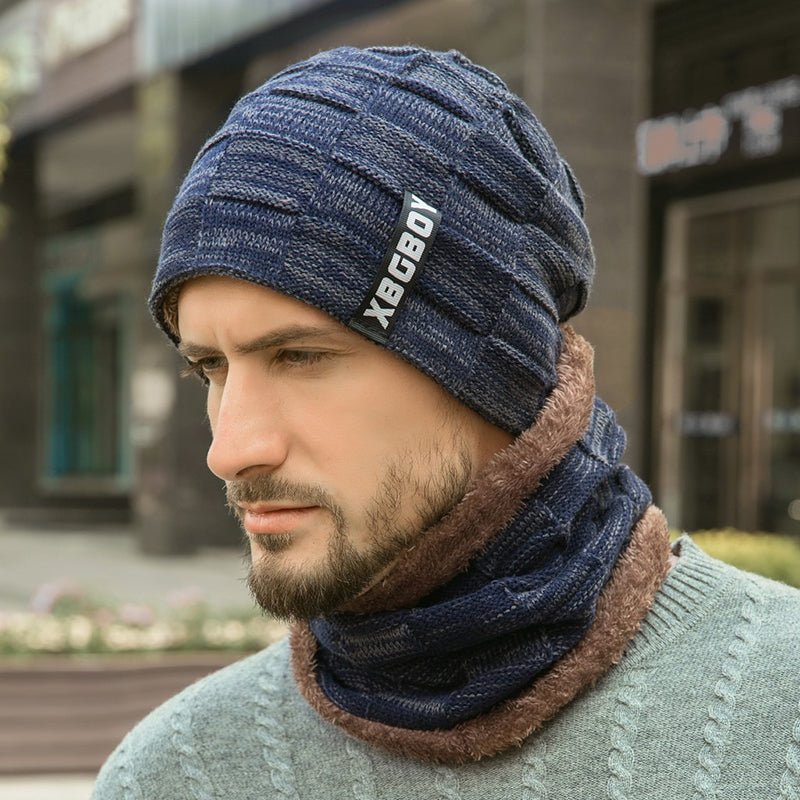 winter Woolen Knitted Cap with Scarf
