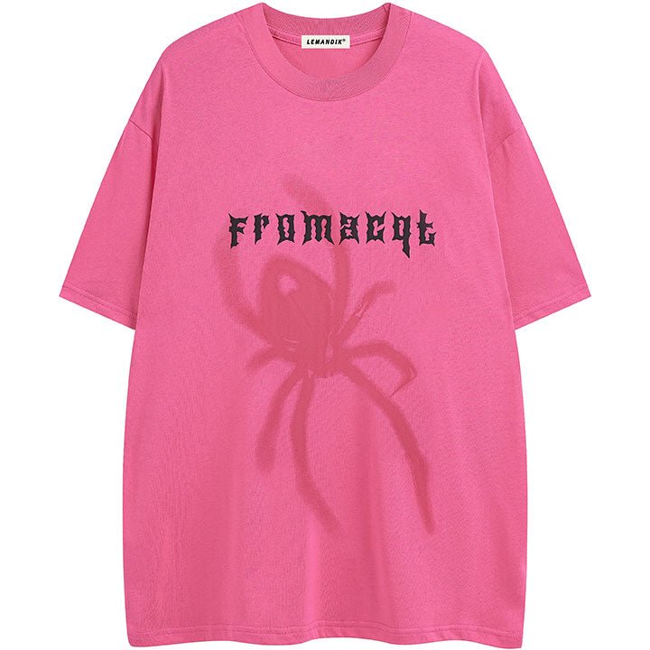 spider and letter print t-shirt
