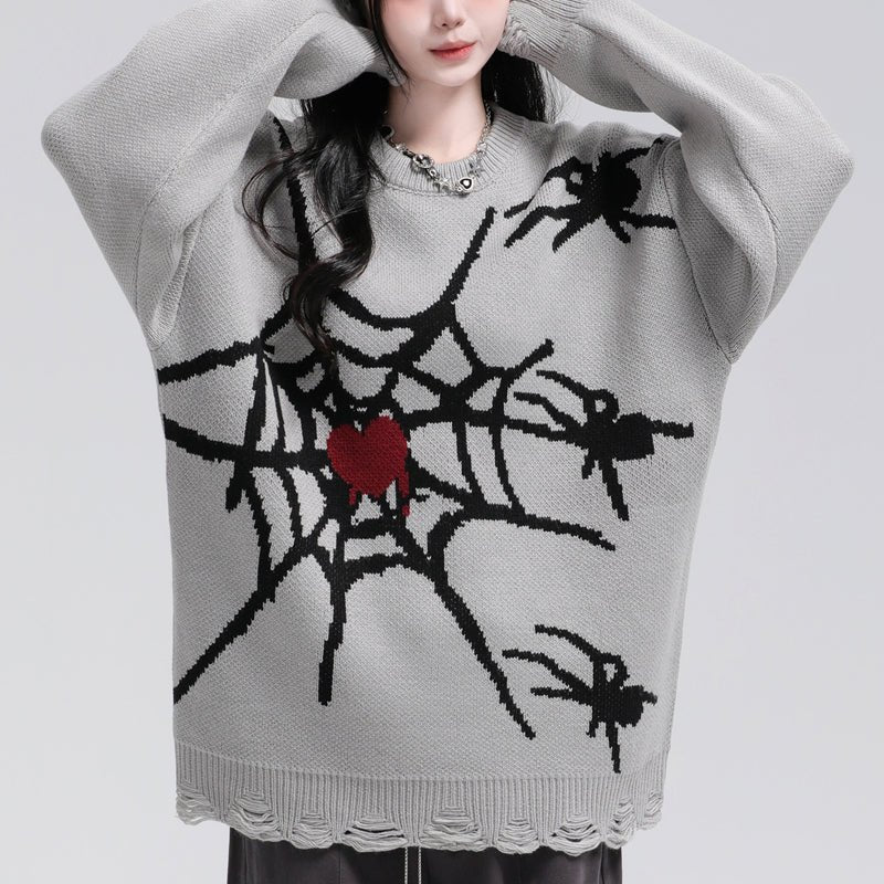 ripped spider sweater