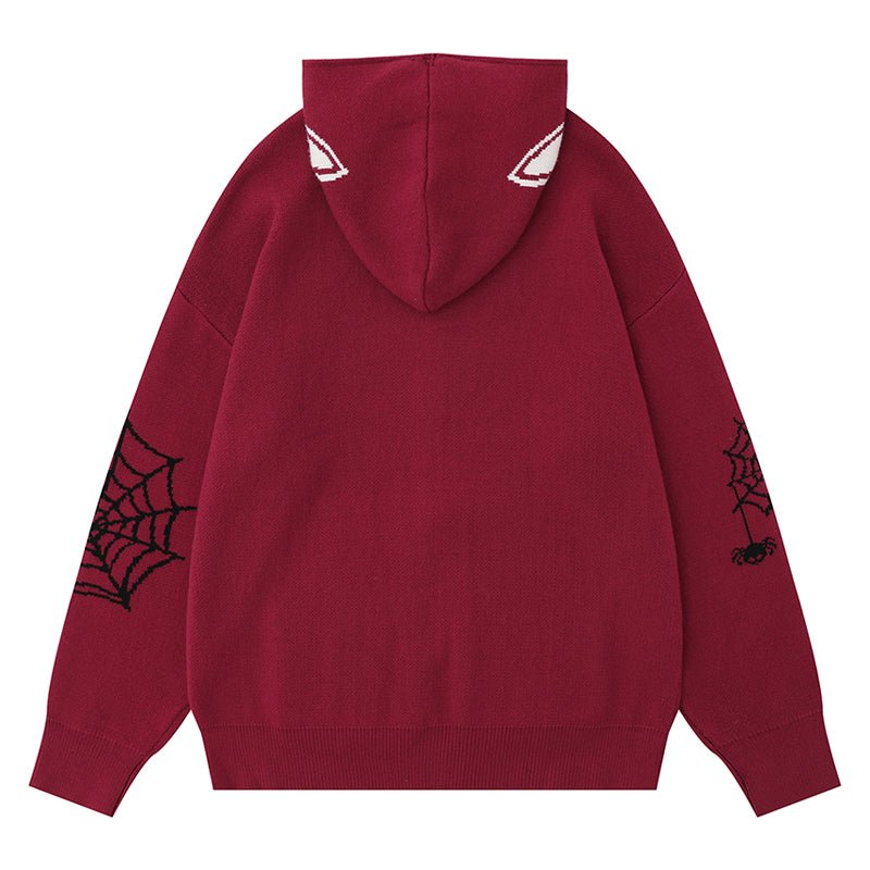 red spider web sweater
