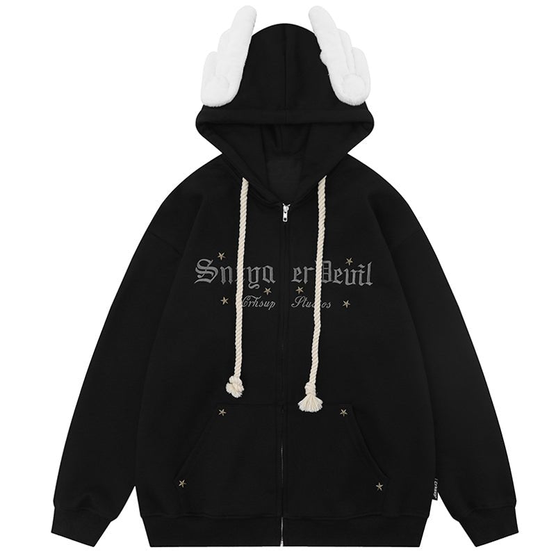 black star zipper hoodie