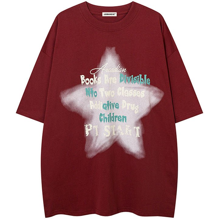 star and letter print T-shirt