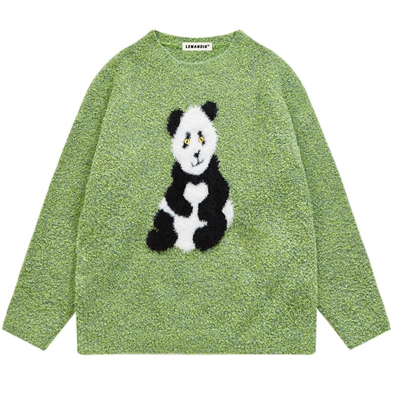panda jacquard sweater