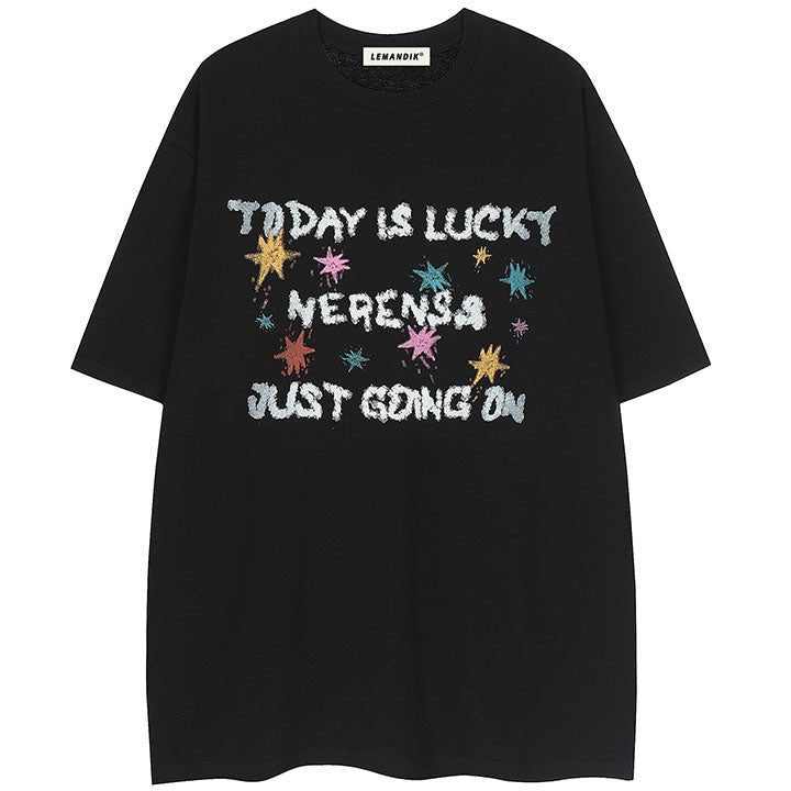 colorful star patch T-shirt