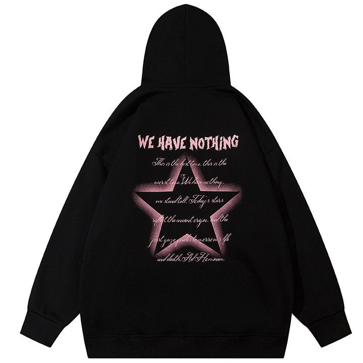 star print and letter hoodie